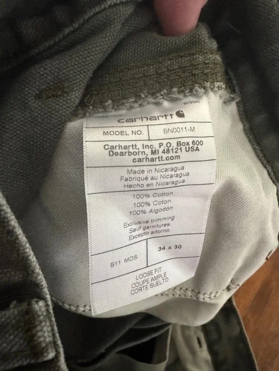 Men’s Carhartt Loose-Fit Washed Duck Utility Work Pants 34x30 olive green - Picture 6 of 7